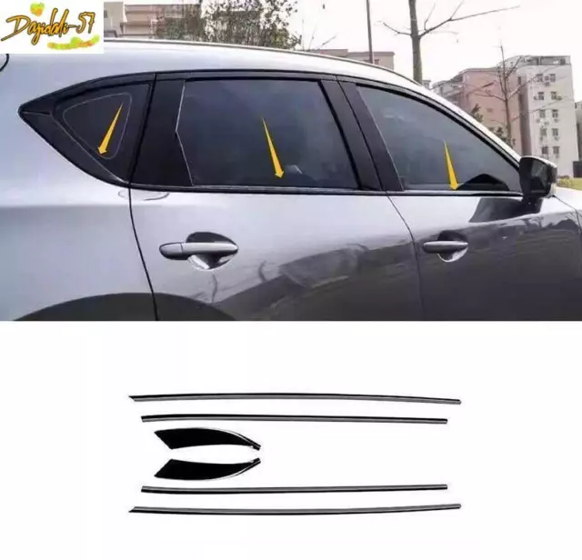 For Mazda CX-5 2017-2024 6PCS Black Steel Lower Window Sill Molding Strip Trim