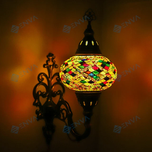 Lampe applique murale Turque en mosaïque Marocaine multicolore Tiffany grande