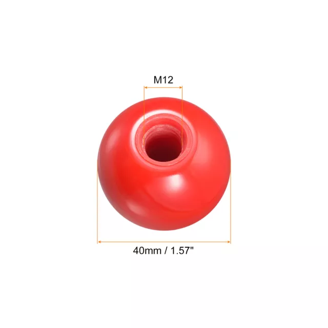12 perillas de bola roscadas hembra de 1,57 pulgadas diapositiva M12, rojas 2