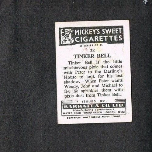 Barratts, Walt Disney Characters, M35 Series. No 32 Tinker Bell. V/G. 2