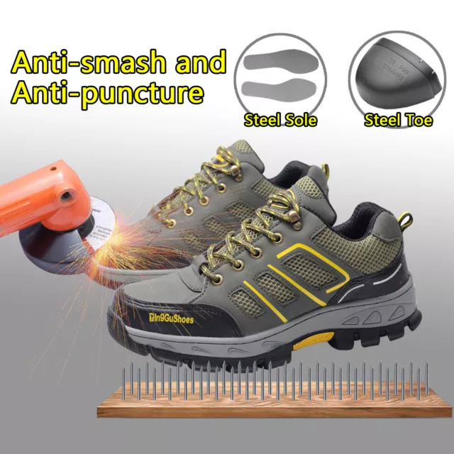 Men's Safety Shoes Steel Toe Sole Breathable Work Hiking Boots Waterproof fromUS
