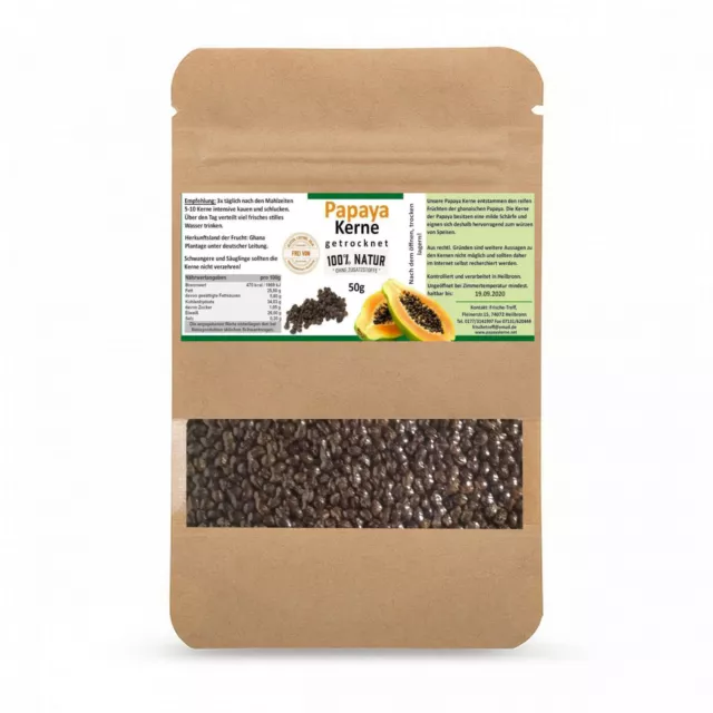 (€25,00/100g) Papaya Kerne, Papaya Seed, Papain, A-Ware. Spitzenqualität 50g