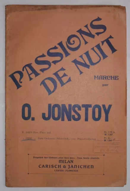 Jonstoy Nuit Marcia Spartito Partitura Orchestra 1914