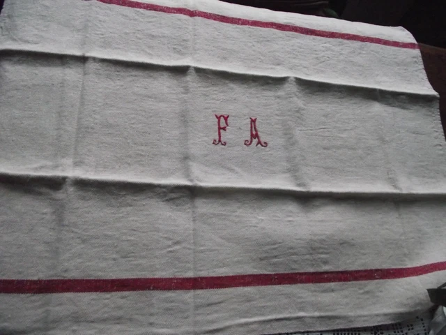 Lot De 4 Torchons Anciens Monogrammés - Coton Et Lin - Années 1950 - Blanc