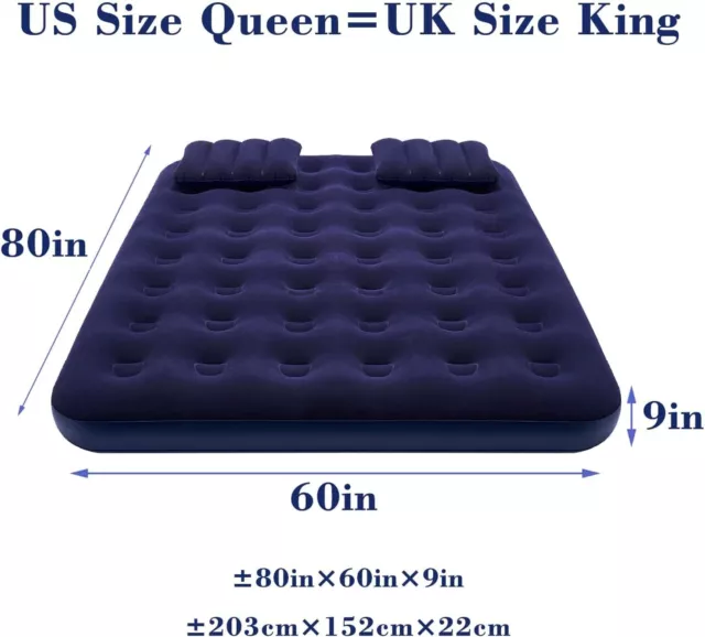 Colchón de aire Queen cama de aire equipo de campamento interior bomba de cama volada incluida