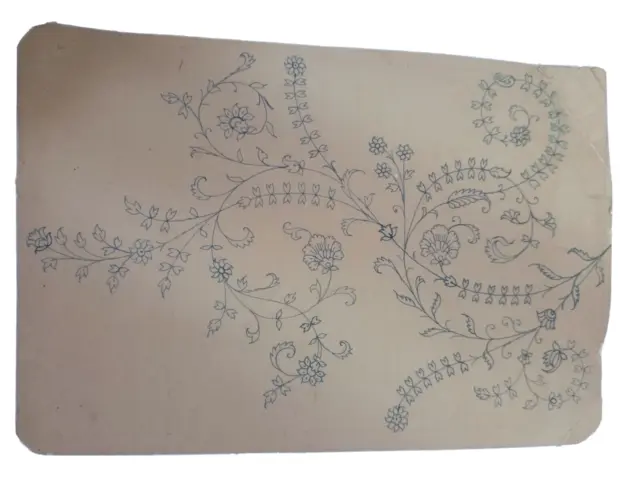 Design Old Textile floral handmade design on aged sheet collectible piece of art