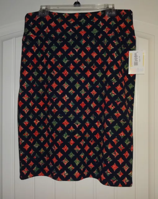 NWT LuLaRoe Sz 2XL Cassie Skirt Multi-Color Diamonds on Black Background
