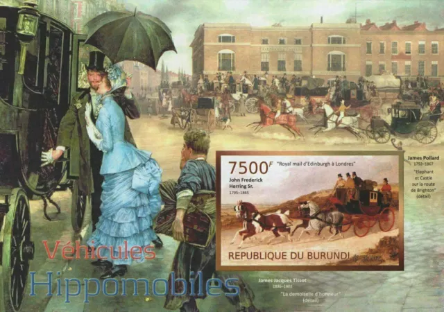 Horse-drawn Vehicles Painting Imperforated Souvenir Sheet MNH