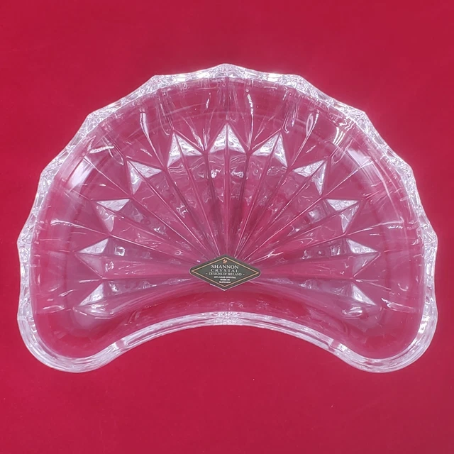 Shannon Crystal Designs of Ireland Handcrafted 24% Lead Crystal 7" Crescent Bowl