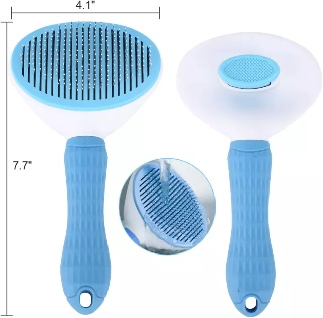 Self Cleaning Slicker Brush, Dog Cat Bunny Pet Grooming Shedding Brush - Easy to