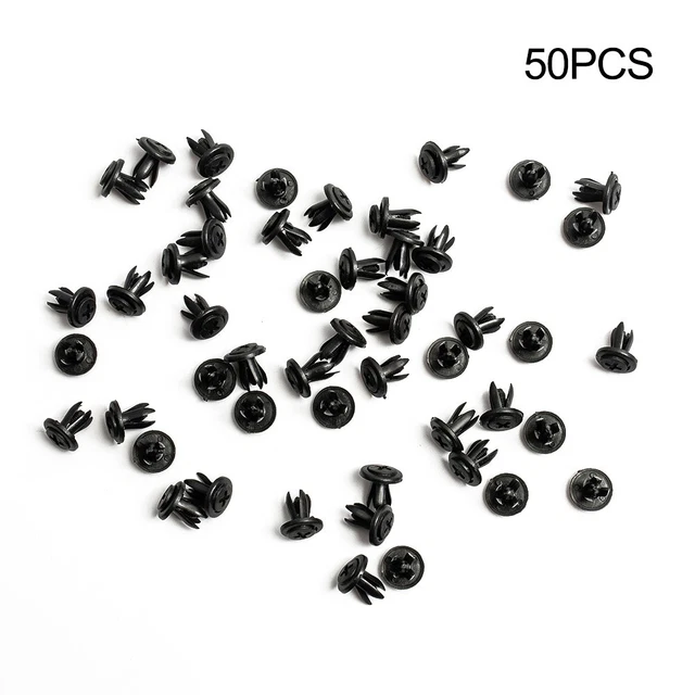 50 pcs 8mm Trou fixation rivets plastique bouclier aile un bouton poussoir noir Clips 50 pcs 8mm Trou fixation rivets plastique bouclier aile un bouton poussoir noir Clips