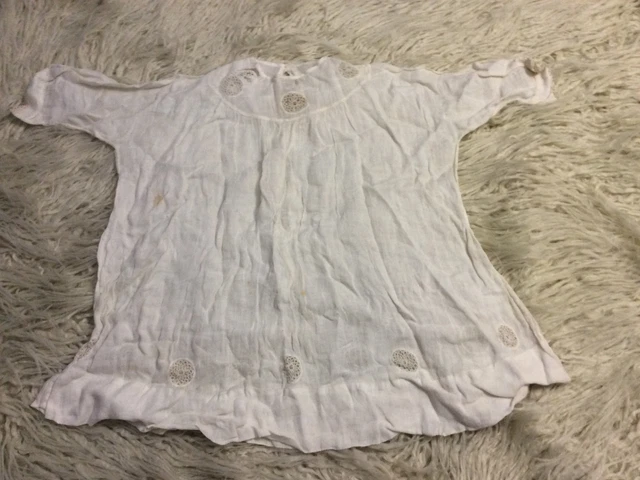 Antique Victorian Baby Childrens Christening Gown Dress32"C 18"L  DAMAGED As-Is