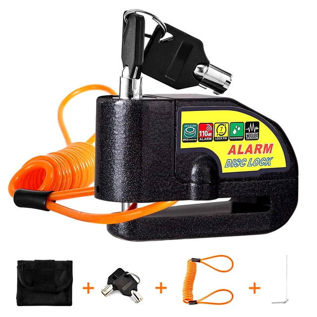Antivol Moto Alarme 110 DB - Bloque Disque Rechargeable USB, Câble 1,5 M, 2 Clés, Universel - 11