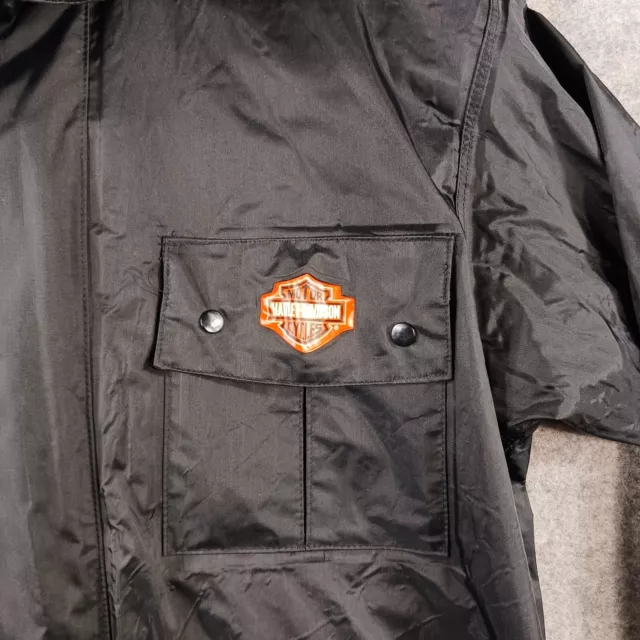 HARLEY DAVIDSON Rain Jacket Mens Medium Black Full Zip 90s Y2K Vintage 3