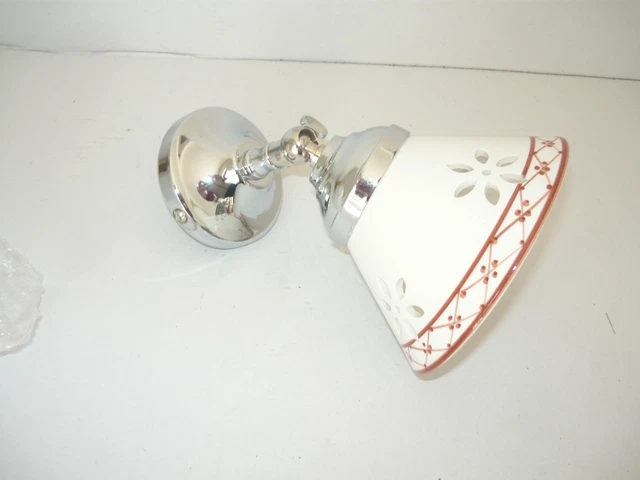 Applique in ottone lucido cromato acciaio argento con ceramica traforata 1 luce