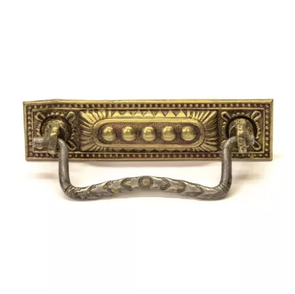 Antique Drawer Furniture Drop Bail Handle Pull Ornate Thin Press Brass Backplate