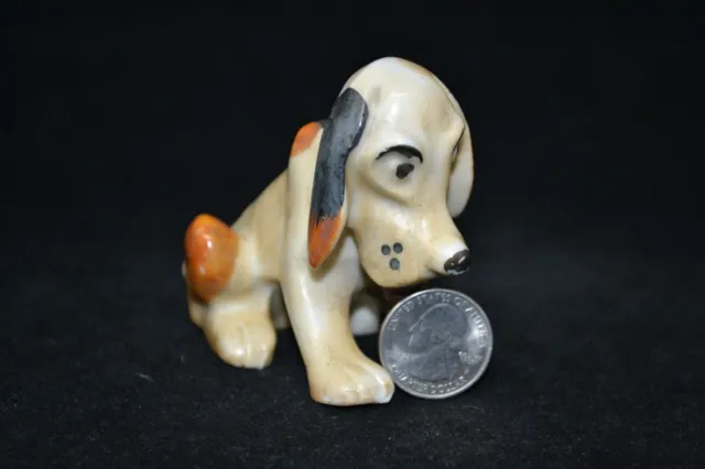 Vintage 50s Sitting Hound Dog Ceramic Figurine Japan