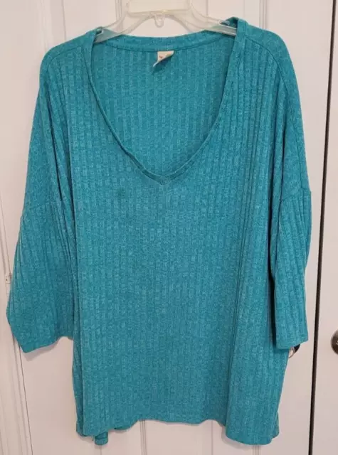 Faded Glory Women's Teal Sweater Blouse Size 4X (26/28W)