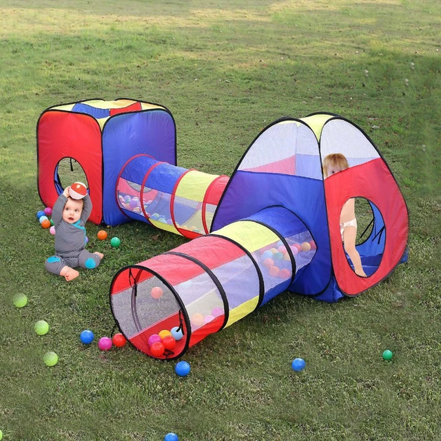 PORTABLE 4 IN 1 Childrens Kids Baby Play Tent Tunnel Ball Pit Playhouse