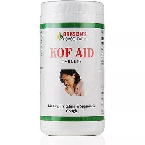 Bakson Kof Aid Tabs (200tab) pour la toux sèche, productive, allergique et...