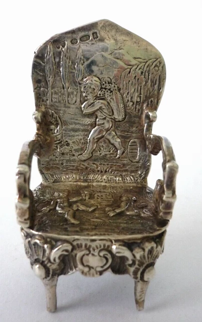 Antique 1926 Hanau German Miniature Silver Armchair London Import Mark 31 Grams