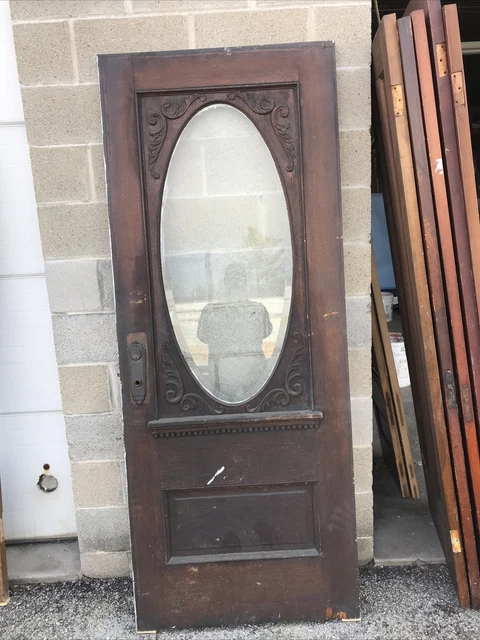 Mark J1 101 Antique Oak Beveled Glass Oval Door 31.75 X 79.75 X 1.75