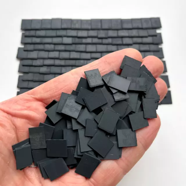 Dolls House 1:24th Scale 250 x Styrene Miniature Model Roof Tiles in Slate Grey