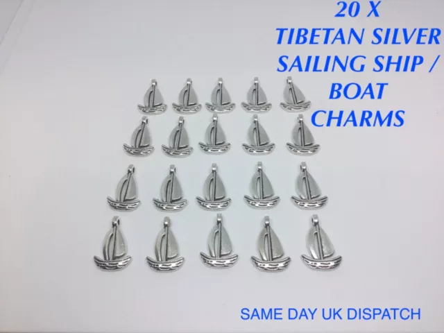 20 X Tibetan Metal Sailing Ship / Boat Charms Craft Jewellery Making Bracelet