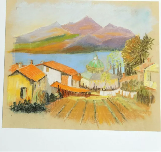 Landscape Trip Signed Carpenter Jacques 1982 Drawing Pastel Original