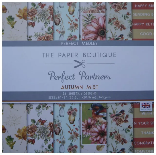 Paper Boutique 8 x 8" Scrapbooking Craft Paper AUTUMN MIST 36 sheets