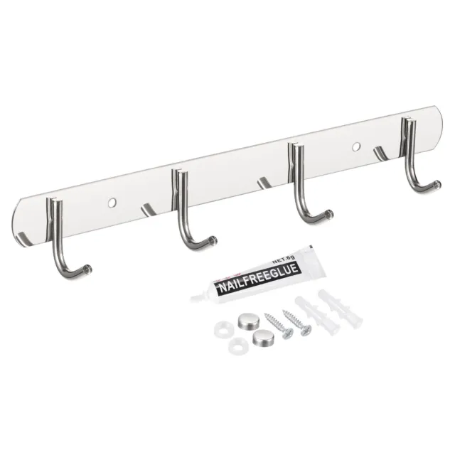Coat Hook Rack, Stainless Steel Wall Mounted with 4 Hooks Wall Hangers