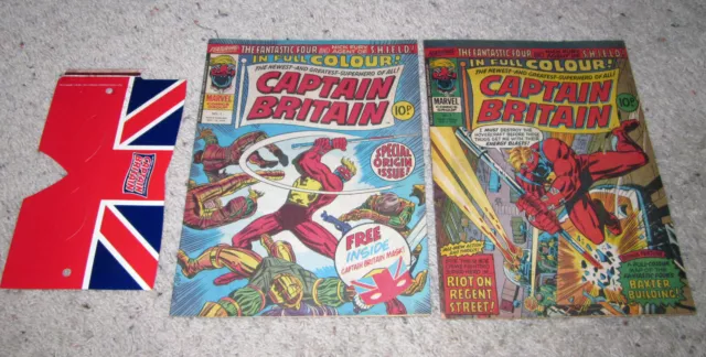 Captain Britain 1 WITH MASK VF & 8 1st Psylocke UK LOT Avengers Xmen