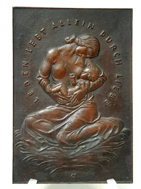 Heinrich Moshage (1896-1968) Relief Bronze Plakette "Mutterliebe" um 1930