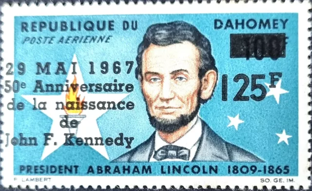 DAHOMEY 1967 Scarce Issue of 1965 Overp. & Surch. Abraham Lincoln MNH Stamp