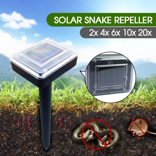 Snake Repeller Solar Powered Ultrasonic Mole Mice Pest Rodent Rat Repellent