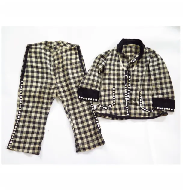 Set 2 pantaloni giacca antica vittoriana anni '30 Pearly King Queen Children
