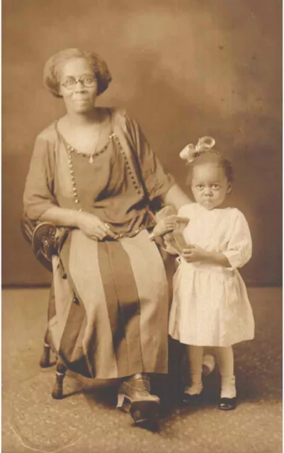 RPPC African American Woman & child Le Mon Studio Springfield Portrait Postcard