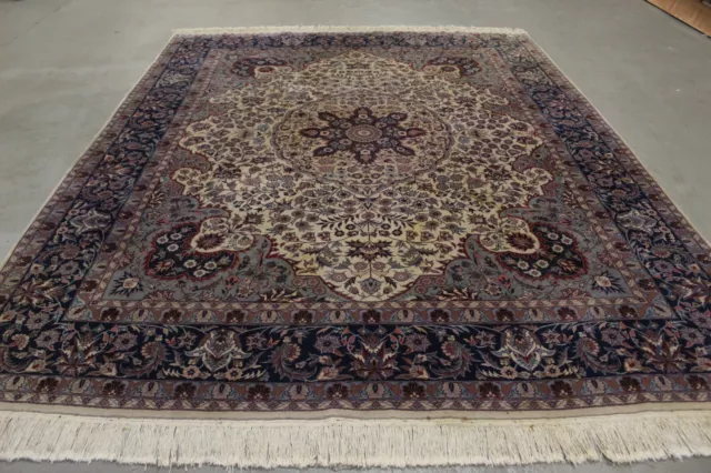 Antik handgeknüpfter orientalisch Isfahan Teppich 255 x 202 cm top zustand