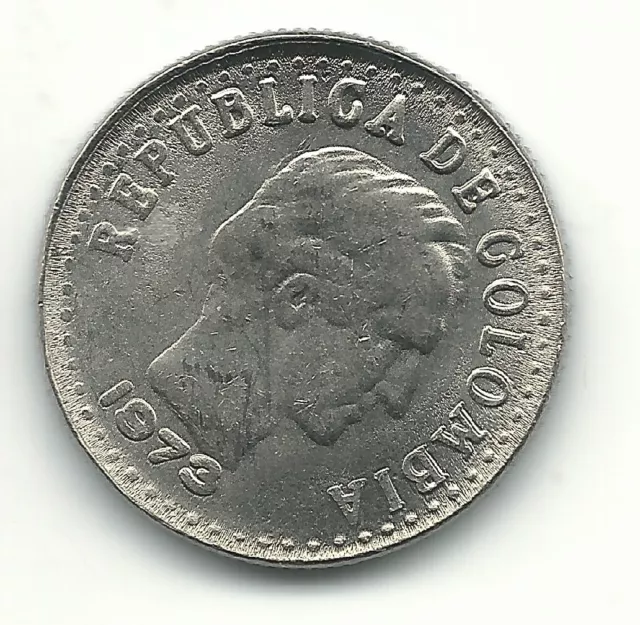 A High Grade Au 1973 Colombia Ddo 10 Centavos Coin-May999