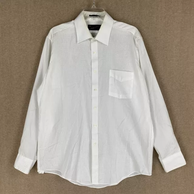 Vintage Montgomery Ward Mens Shirt Large White Button Up Long Sleeve 1970s Disco