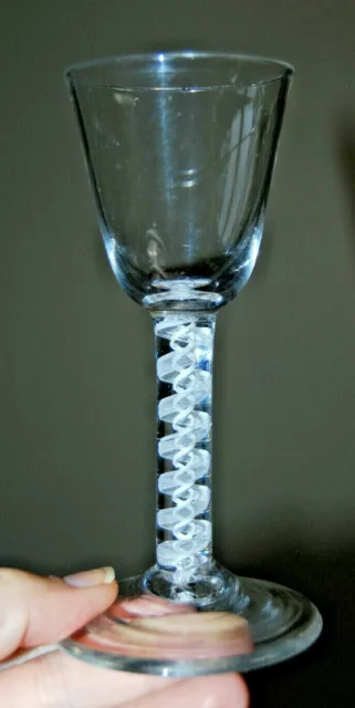 Antique 18th Century Georgian Opaque Double Air Twist Toasting Glass c1760