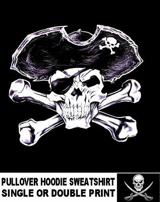 Pirate Captain Hat Jolly Roger Skull Crossed Bones Eye Patch Hoodie Sweatshirt