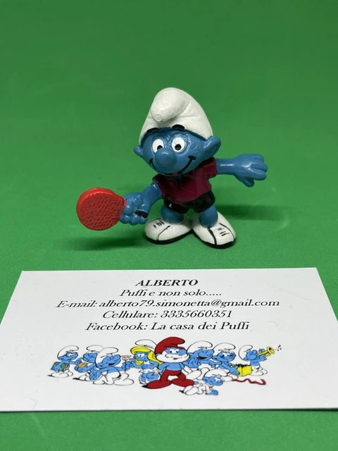 PUFFI SMURFS PUFFO SMURF a PING PONG TABLE TENNIS 20227 3B T SHIRT VIOLA RARO