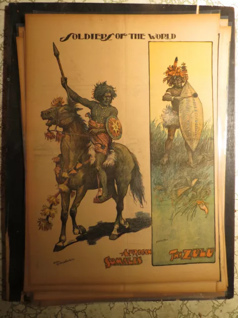 War Art Poster Page Newspaper 1902 Soldiers of the World  AFRICAN SOMALIS ZULU