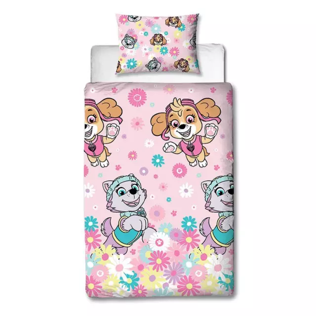 Paw Patrol Flores Funda Edredón Individual Juego Niños Niñas Cama 2-in-1 Diseños