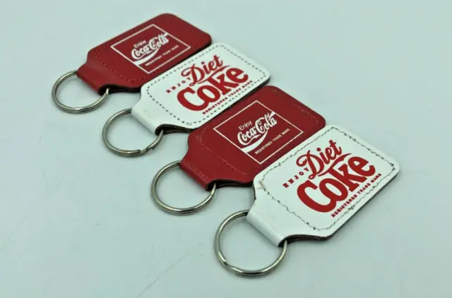 Coca Cola & Diet Coke Key Rings Leather 2 of Each Original & Genuine Coke Items