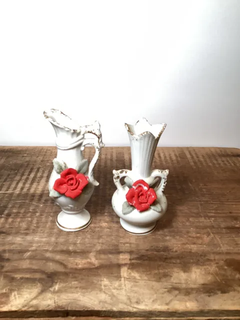 2 Piece Norcrest Flower Vase Set ~ Handcrafted in Japan ~ Unique & Original ~