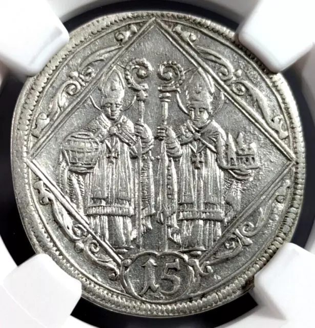 1694 Austria 15 Kreuzer Pope Cardinal Bishop NGC AU 58 Silver Salzburg Arabic