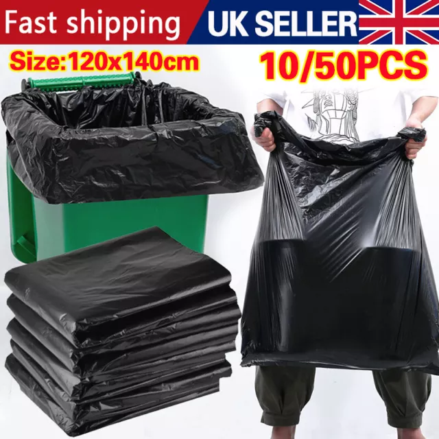 50x XLarge Wheelie Bin Liners Bag Heavy Duty Garden Garbage Rubbish Bags Strong