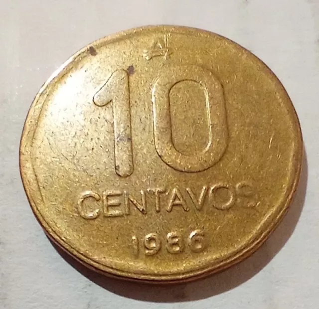 10 Centavos 1986 Republica Argentina Coin Sol De Mayo Phrygian Cap Coat Of Arms